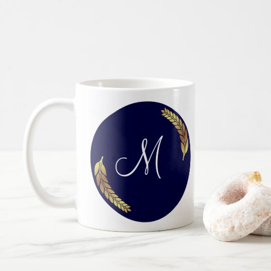 Blue und Gold Monogram (personalize) Kaffeetasse (Mit Donut)
