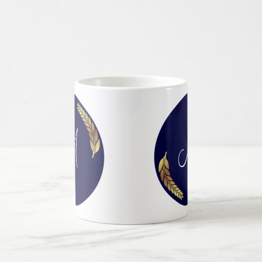 Blue und Gold Monogram (personalize) Kaffeetasse (Mittel)