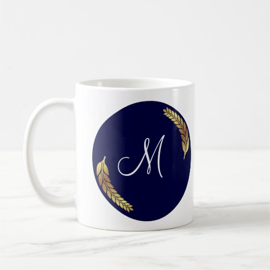 Blue und Gold Monogram (personalize) Kaffeetasse (Links)