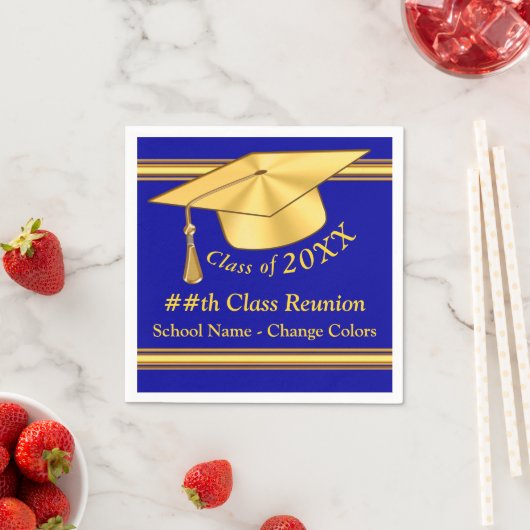 Blue und Gold Personalisiert Class Wiedersehen Nap Serviette (Beispiel)