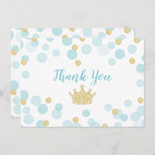 Blue und Gold Prince Confetti Vielen Dank Dankeskarte (Vorne/Hinten)
