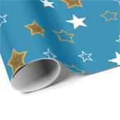 Blue und Gold Stars Geschenkwrap Geschenkpapier (Rolleneckpunkt)