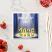 Blue und Gold Text 2025 Abschluss Bühne Serviette (Beispiel)