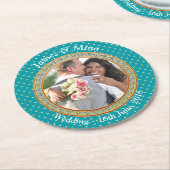 Blue und Gold Verziert Runder Pappuntersetzer (Angewinkelt)