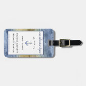 Blue und Gold Wedding speichern das Datum Gepäckanhänger (Vorderseite horizontal)