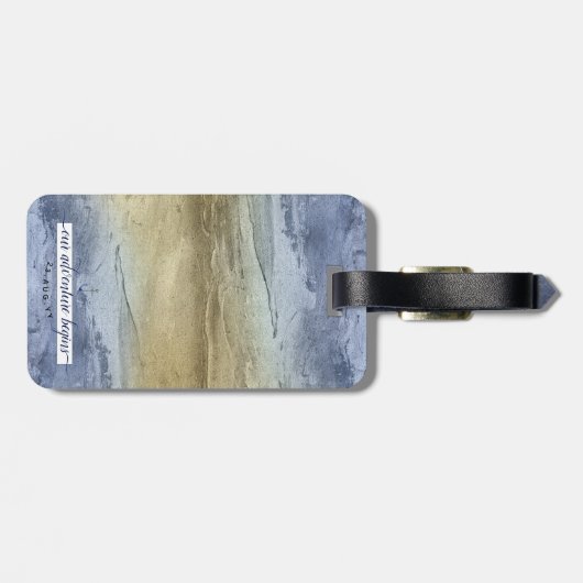 Blue und Gold Wedding speichern das Datum Gepäckanhänger (Rückseite horizontal)