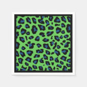 Blue und Green Leopard Print Cocktail Serviette (Vorderseite)