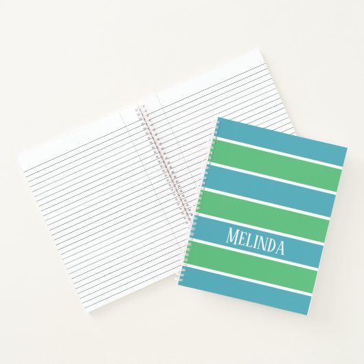 Blue und Green Stripes Notebook Notizblock (Innenseite)