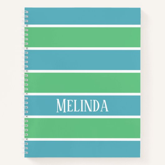 Blue und Green Stripes Notebook Notizblock (Vorderseite)