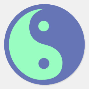 Blue und Green Ying Yang Symbol Stickers