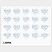 Blue und Ivory Damask Heart Shaped Wedding Sticker (Blatt)
