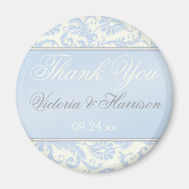 Blue und Ivory Damask Wedding Favor Magnet