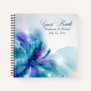 Blue und Lila Floral Wedbook Notizblock