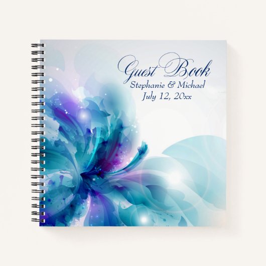 Blue und Lila Floral Wedbook Notizblock (Vorderseite)