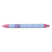 Blue und Lilac Owl Custom Monogram Personalisiert Kugelschreiber (Vorderseite)