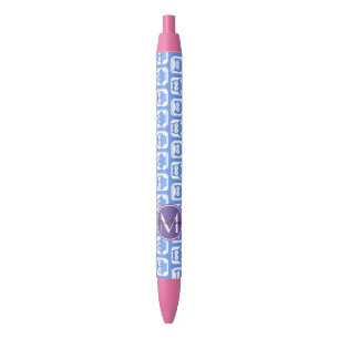 Blue und Lilac Owl Custom Monogram Personalisiert Kugelschreiber
