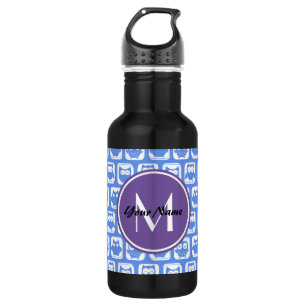 Blue und Lilac Owl Custom Monogram Personalisiert Trinkflasche