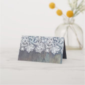 Blue und Maroon Rustic Floral Wedding Platzkarte (Rückseite)