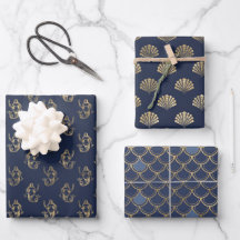 Blue und Metallic Gold Mermaid Theme Geschenke Gef