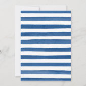 Blue und Navy Blume Gold Frame Wedding Einladung (Rückseite)