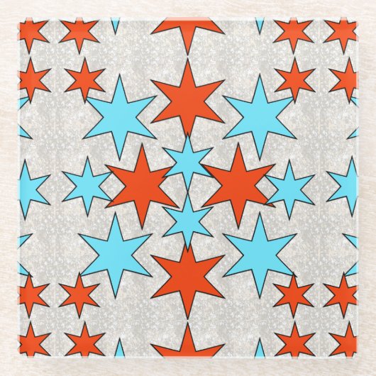 Blue und Red Star Print Glasuntersetzer (Vorderseite)