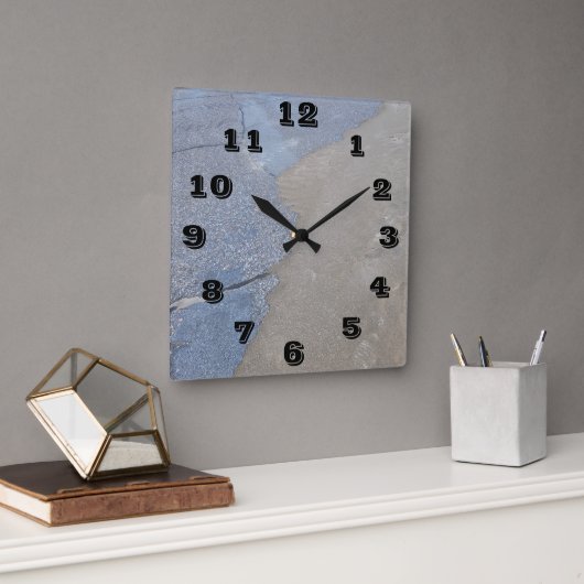 Blue und Seagull Grau Wall Clock Quadratische Wanduhr (Büro)
