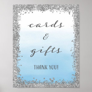 Blue und Silver Cards und Geschenke Hochzeitspass Poster