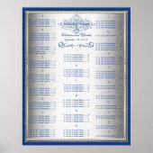 Blue und Silver Wedding Guest Seating Chart Poster (Vorne)
