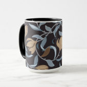 Blue und Tan William Morris Elegant Inspiriert Tasse (Vorderseite Links)