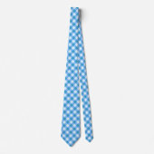 Blue und White Gingham Neck Tie Krawatte (Vorderseite)