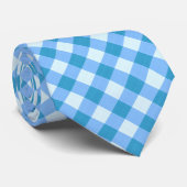 Blue und White Gingham Neck Tie Krawatte (Gerollt)