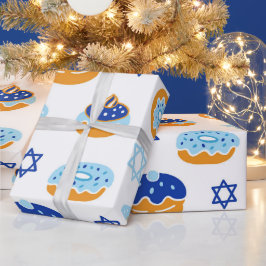 Blue und White Jelly Donut Hanukkah Geschenkpapier