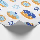 Blue und White Jelly Donut Hanukkah Geschenkpapier (Ecke)