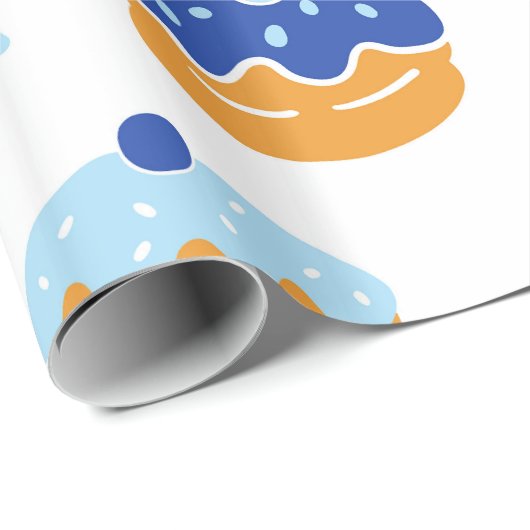 Blue und White Jelly Donut Hanukkah Geschenkpapier (Rolleneckpunkt)