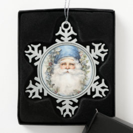 Blue und White Santa Claus Schneeflocken Zinn-Ornament