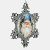 Blue und White Santa Claus Schneeflocken Zinn-Ornament (Links)