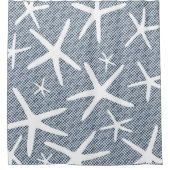 Blue und White Starfish Beach Duschvorhang (Vorderseite)