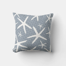 Blue und White Starfish Beach House Kissen
