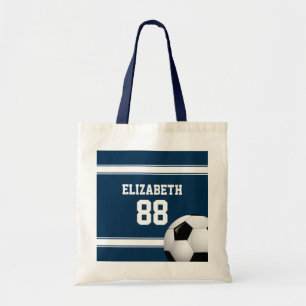 Blue und White Stripes Jersey Soccer Ball Tragetasche