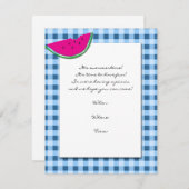 Blue und White Tablecloth und Watermelon Einladung (Vorne/Hinten)