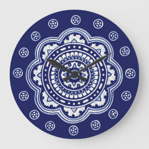Blue und White Talavera Five Große Wanduhr