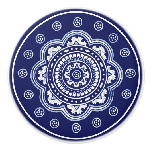 Blue und White Talavera Five Keramikknauf (Vorderseite)