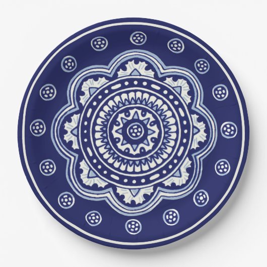Blue und White Talavera Five Pappteller (Vorderseite)