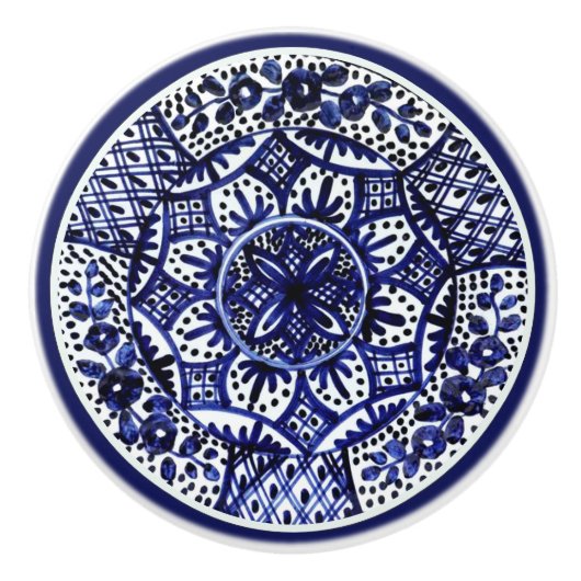 Blue und White Talavera Seis Keramikknauf (Vorderseite)
