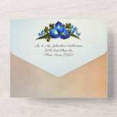 Blue und Yellow Irises Wedding All In One Einladung (Rückseite)