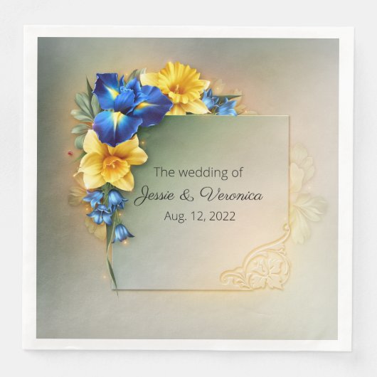 Blue und Yellow Irises Wedding Serviette (Vorderseite)