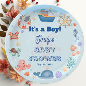 Blue Under Sea Baby Boy Shower Pappteller