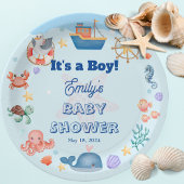 Blue Under Sea Baby Boy Shower Pappteller