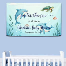 Blue Under Sea Baby Dusche Empfang Banner