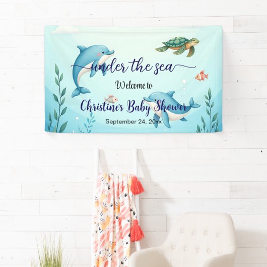 Blue Under Sea Baby Dusche Empfang Banner (Insitu)